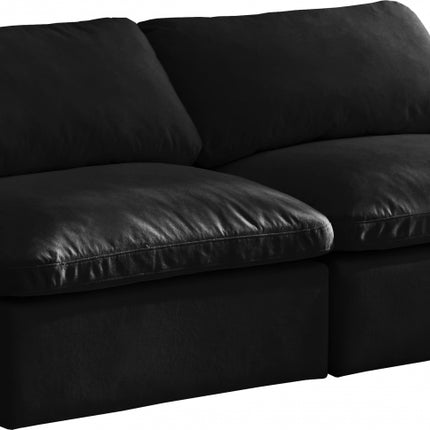Gus Velvet Standard Modular Down Filled Cloud-Like Comfort Overstuffed 70" Armless Sofa Black