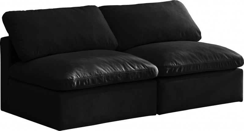 Gus Velvet Standard Modular Down Filled Cloud-Like Comfort Overstuffed 70" Armless Sofa Black