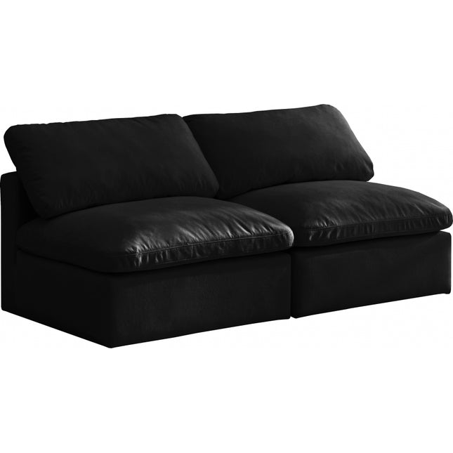 Gus Velvet Standard Modular Down Filled Cloud-Like Comfort Overstuffed 70" Armless Sofa Black