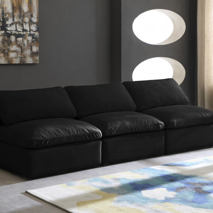 Crosby Velvet Standard Modular Down Filled Cloud-Like Comfort Overstuffed 105" Armless Sofa Black