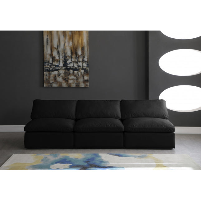 Crosby Velvet Standard Modular Down Filled Cloud-Like Comfort Overstuffed 105" Armless Sofa Black