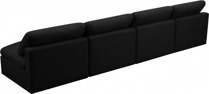 Jian Velvet Standard Modular Down Filled Cloud-Like Comfort Overstuffed 140" Armless Sofa black