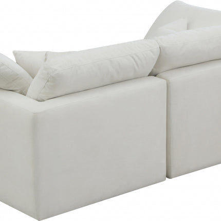 Kamren Velvet Standard Modular Down Filled Cloud-Like Comfort Overstuffed 70" Sofa Cream
