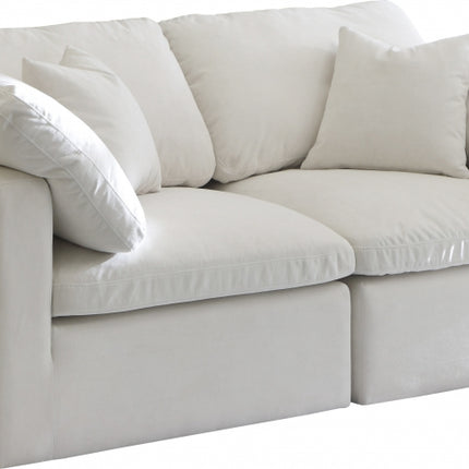Kamren Velvet Standard Modular Down Filled Cloud-Like Comfort Overstuffed 70" Sofa Cream
