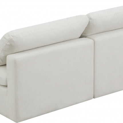 Gus Velvet Standard Modular Down Filled Cloud-Like Comfort Overstuffed 70" Armless Sofa Cream
