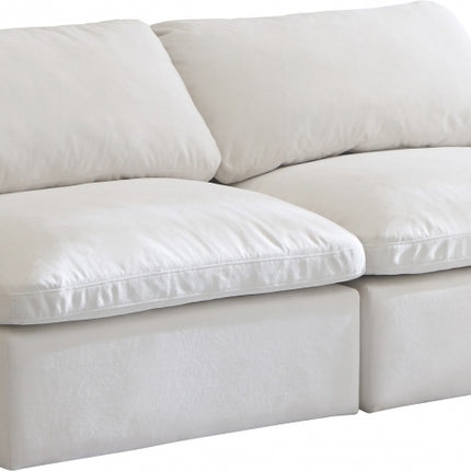 Gus Velvet Standard Modular Down Filled Cloud-Like Comfort Overstuffed 70" Armless Sofa Cream