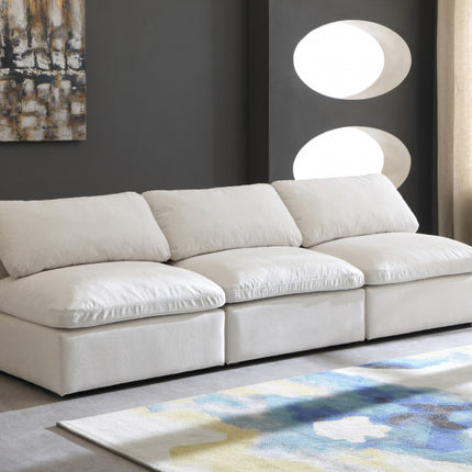 Crosby Velvet Standard Modular Down Filled Cloud-Like Comfort Overstuffed 105" Armless Sofa Cream