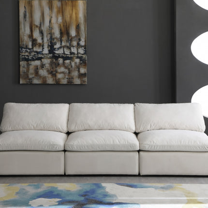 Crosby Velvet Standard Modular Down Filled Cloud-Like Comfort Overstuffed 105" Armless Sofa Cream