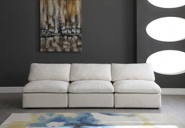 Crosby Velvet Standard Modular Down Filled Cloud-Like Comfort Overstuffed 105" Armless Sofa Cream