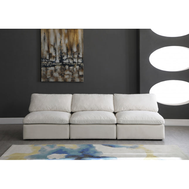 Crosby Velvet Standard Modular Down Filled Cloud-Like Comfort Overstuffed 105" Armless Sofa Cream