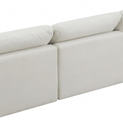 Crosby Velvet Standard Modular Down Filled Cloud-Like Comfort Overstuffed 105" Armless Sofa Cream