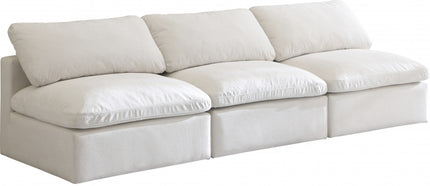 Crosby Velvet Standard Modular Down Filled Cloud-Like Comfort Overstuffed 105" Armless Sofa Cream