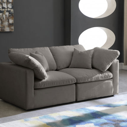 Kamren Velvet Standard Modular Down Filled Cloud-Like Comfort Overstuffed 70" Sofa Grey