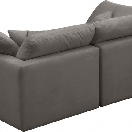 Kamren Velvet Standard Modular Down Filled Cloud-Like Comfort Overstuffed 70" Sofa Grey