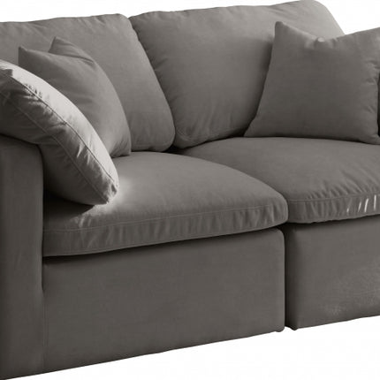 Kamren Velvet Standard Modular Down Filled Cloud-Like Comfort Overstuffed 70" Sofa Grey
