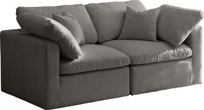 Kamren Velvet Standard Modular Down Filled Cloud-Like Comfort Overstuffed 70" Sofa Grey