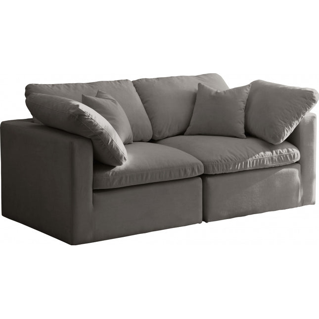 Kamren Velvet Standard Modular Down Filled Cloud-Like Comfort Overstuffed 70" Sofa Grey