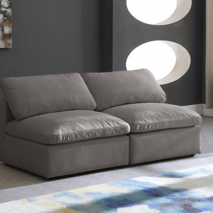 Gus Velvet Standard Modular Down Filled Cloud-Like Comfort Overstuffed 70" Armless Sofa Grey
