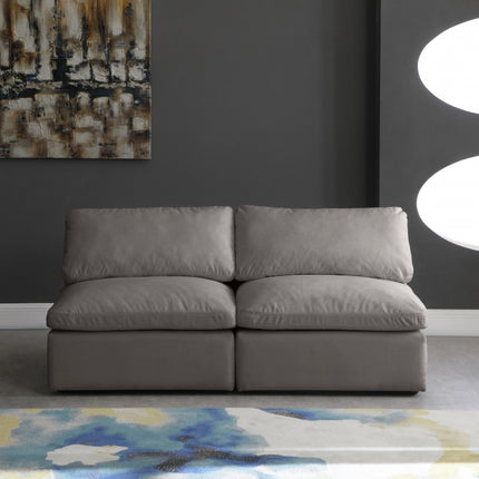 Gus Velvet Standard Modular Down Filled Cloud-Like Comfort Overstuffed 70" Armless Sofa Grey