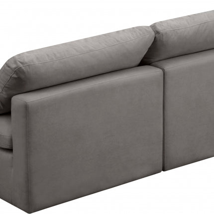 Gus Velvet Standard Modular Down Filled Cloud-Like Comfort Overstuffed 70" Armless Sofa Grey