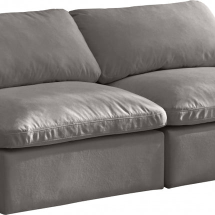 Gus Velvet Standard Modular Down Filled Cloud-Like Comfort Overstuffed 70" Armless Sofa Grey