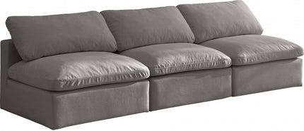 Crosby Velvet Standard Modular Down Filled Cloud-Like Comfort Overstuffed 105" Armless Sofa Grey