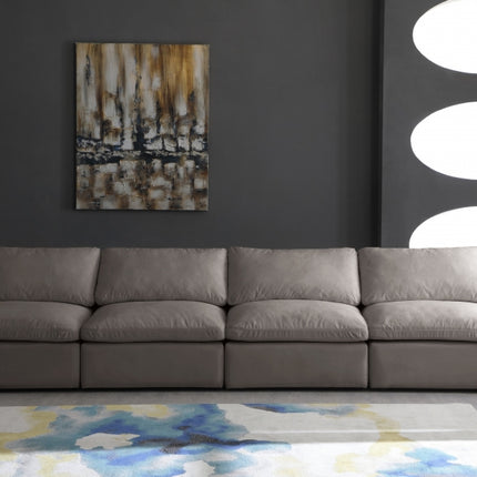 Jian Velvet Standard Modular Down Filled Cloud-Like Comfort Overstuffed 140" Armless Sofa grey
