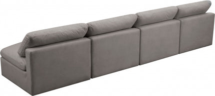 Jian Velvet Standard Modular Down Filled Cloud-Like Comfort Overstuffed 140" Armless Sofa grey