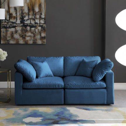 Kamren Velvet Standard Modular Down Filled Cloud-Like Comfort Overstuffed 70" Sofa Navy