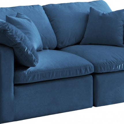 Kamren Velvet Standard Modular Down Filled Cloud-Like Comfort Overstuffed 70" Sofa Navy