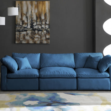 Erie Velvet Standard Modular Down Filled Cloud-Like Comfort Overstuffed 105" Sofa Navy