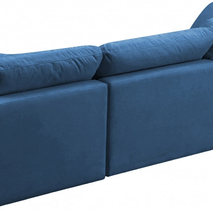 Erie Velvet Standard Modular Down Filled Cloud-Like Comfort Overstuffed 105" Sofa Navy