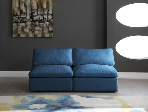 Gus Velvet Standard Modular Down Filled Cloud-Like Comfort Overstuffed 70" Armless Sofa Navy