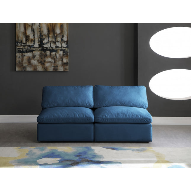 Gus Velvet Standard Modular Down Filled Cloud-Like Comfort Overstuffed 70" Armless Sofa Navy
