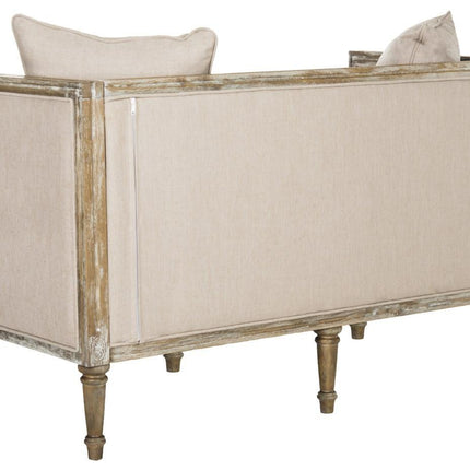 andrea-linen-french-country-settee-taupe-rustic-oak