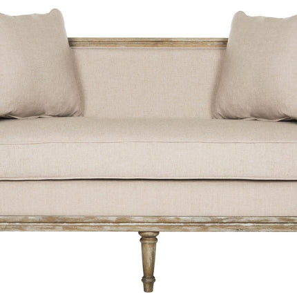 andrea-linen-french-country-settee-taupe-rustic-oak