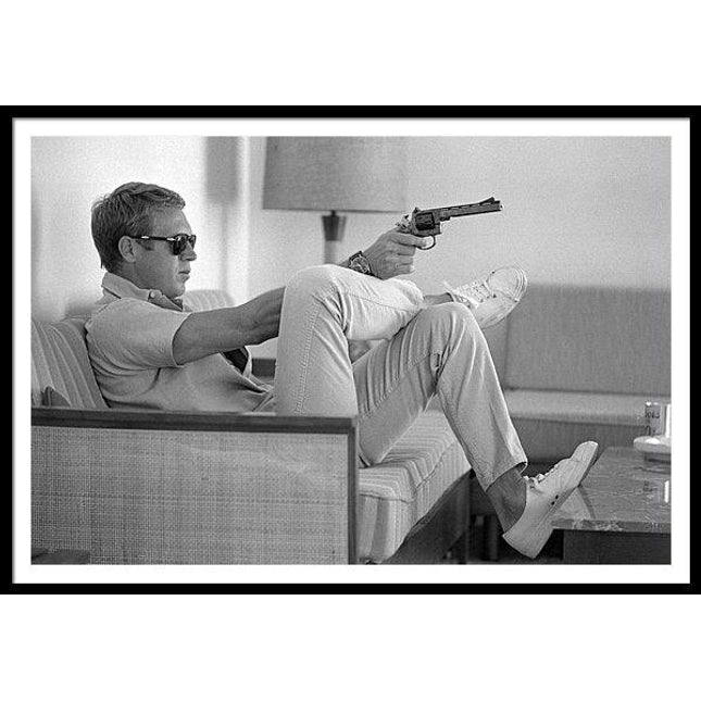 steve-mcqueen-takes-aim-framed-print