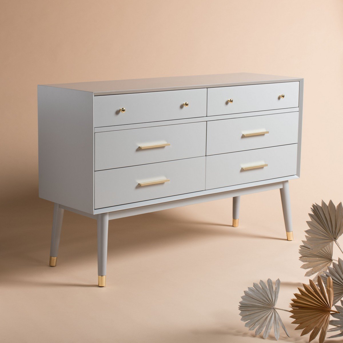 Sebastian Retro Dresser Grey / Brass AED Luxury Home Decor Sebastian Retro Dresser Grey / Brass AED Luxury Home Decor