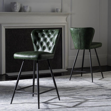gilley-mid-century-modern-leather-tufted-swivel-counter-stool-set-of-2-green-black-fox1702b-set2