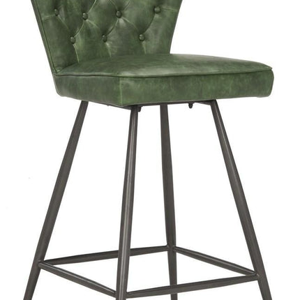 gilley-mid-century-modern-leather-tufted-swivel-counter-stool-set-of-2-green-black-fox1702b-set2